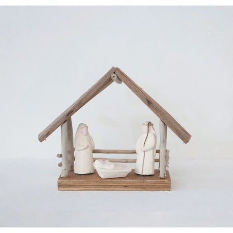 Driftwood & Paper Mâche Nativity
