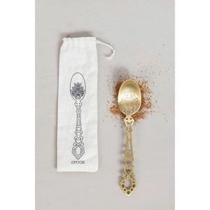 Brass Etched Serving Spoon with Design