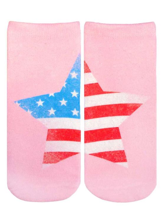 Pink American Flag Ankle Socks (Adult)
