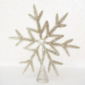 Star-Snowflake Tree Topper with Glitter & Champagne Finish