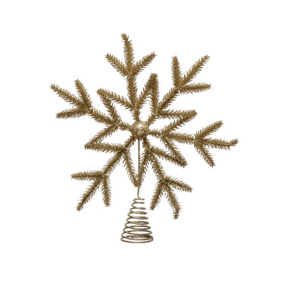 Star-Snowflake Tree Topper with Glitter & Champagne Finish
