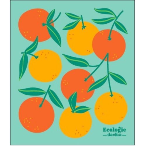 Oranges on Green - Swedish Dishcloth