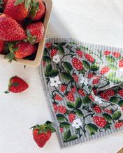 Strawberries on Grey - Swedish Dishcloth