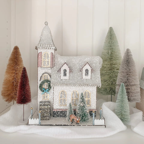 Pink & White Glitter Church Holiday House