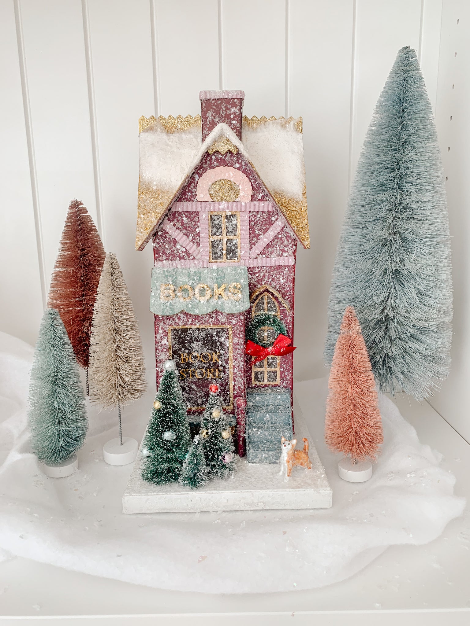 Winter Book Shop Glitter Holiday House