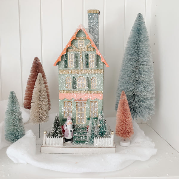 The Winter Mint Glitter Holiday House with St. Nicholas