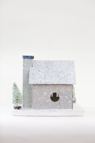 Pink Manor + Green Christmas Tree Glitter Holiday House